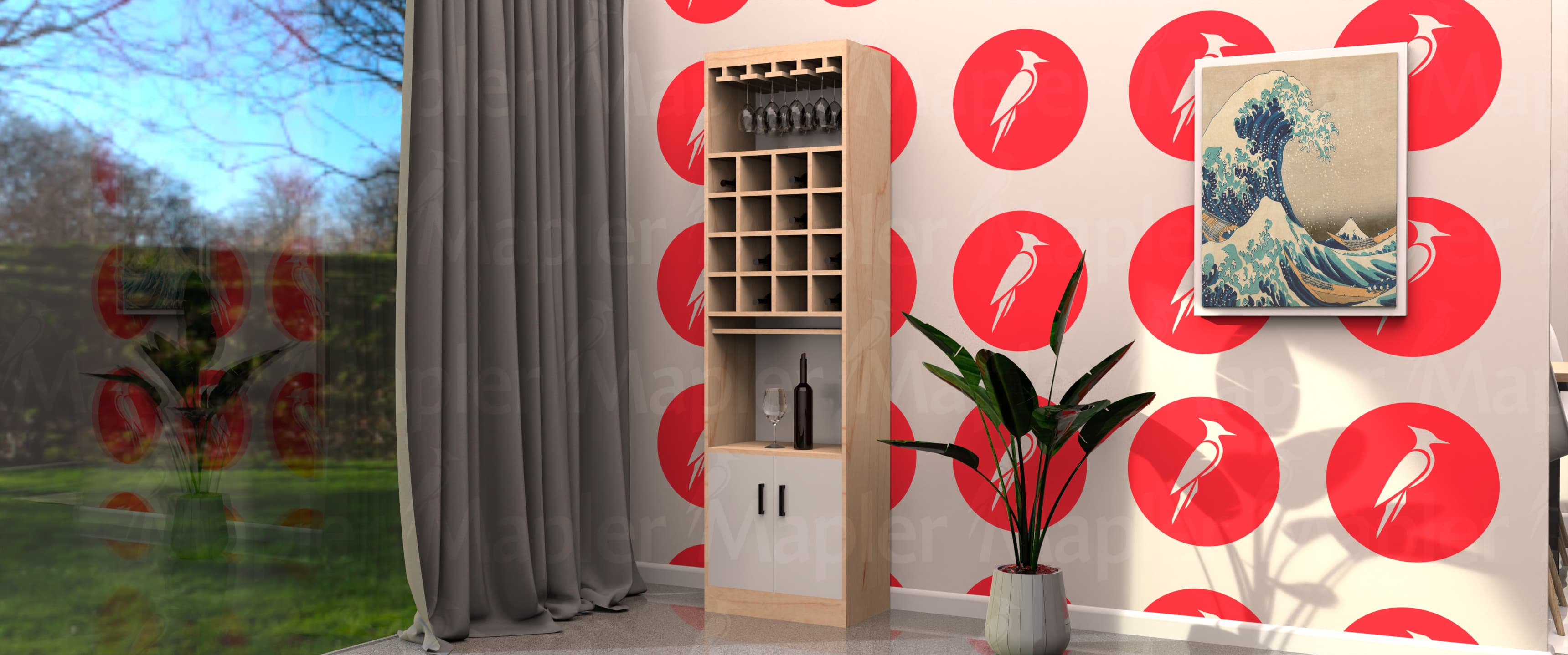 Estantería de vinos cuadriculada ampliada